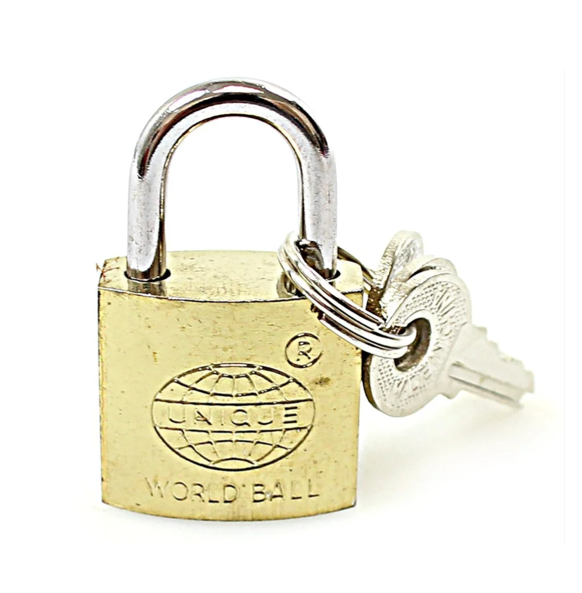 World Ball Metal Brass Padlock with 3 Keys 32mm 7163 (Parcel Rate)