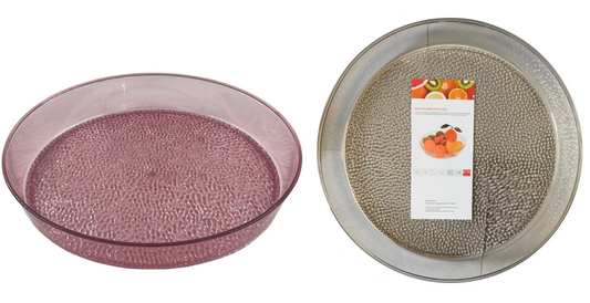 Transparent Plastic Round Coffee Table Fruit Bowl Serving Tray 36 x 5 cm Assorted Colours 7236 (Parcel Rate)