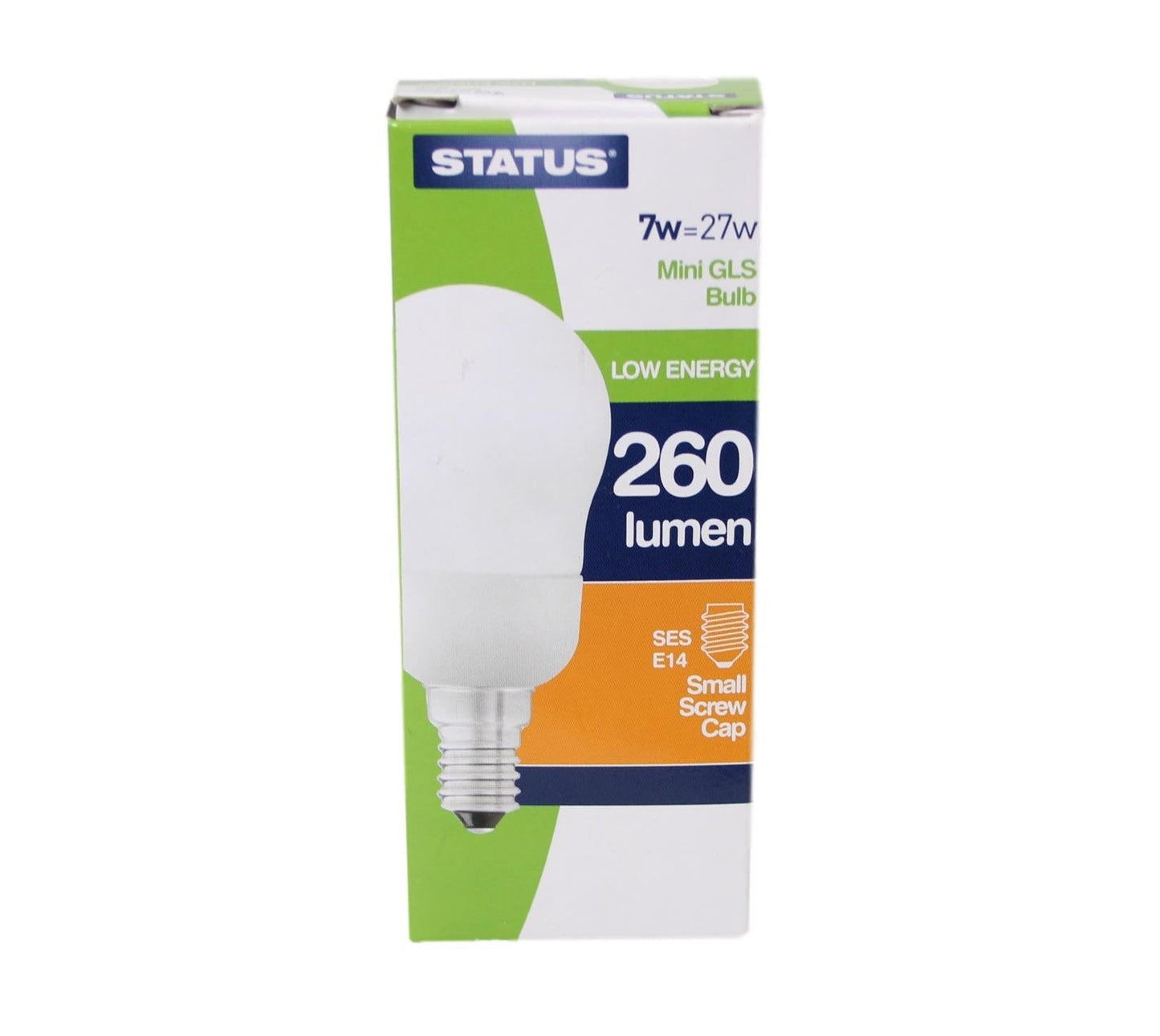 Status 7W/27W Mini GLS Bulb Low Energy SES E14 Small Screw Cap 7SLEMPSES1PKB8 (Parcel Rate)