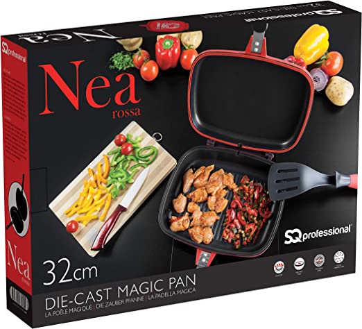 SQ Professional Nea Rossa Die Cast Magic Pan 32cm Double Sided Red 4680 (Parcel Rate)