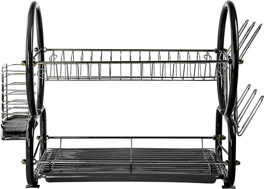 Tristar 2 Tier Dish Drainer Cutlery Rack with Drip Tray Black 53742 (Big Parcel Rate)