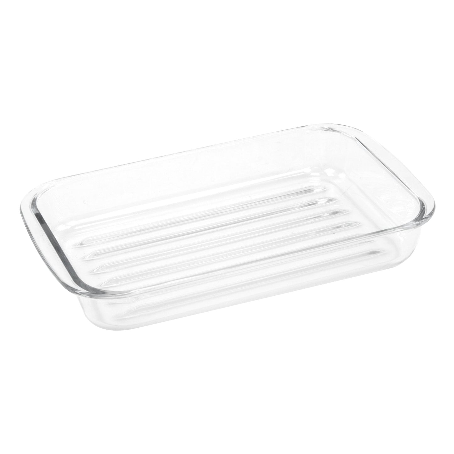 Ribbed Roasting Tempered Glass Baking Cooking Rectangular Dish 2 Litre 34 x 20 x 5.5cm 8970 (Parcel Rate)