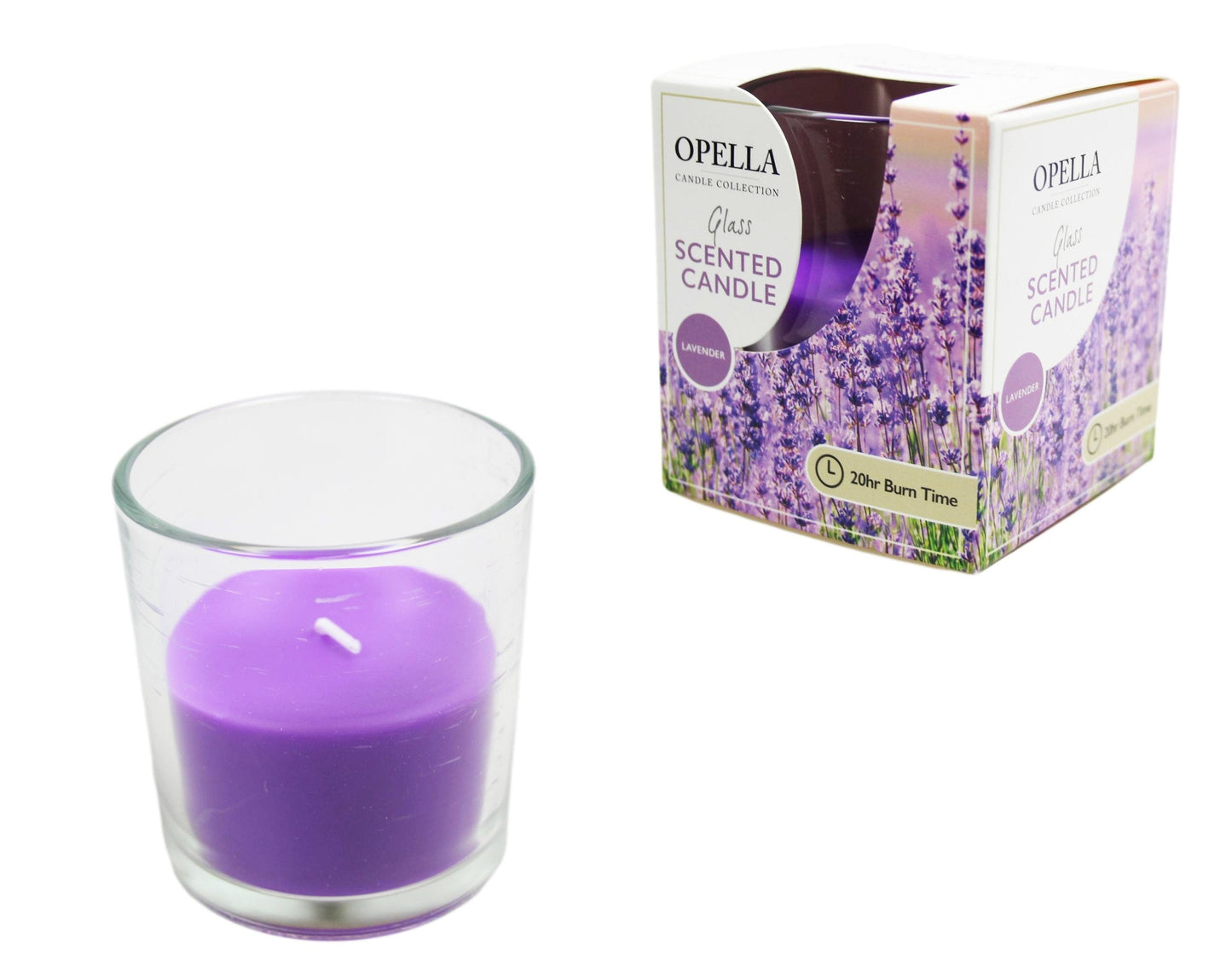 Opella Scented Candle In Glass Jar Lavender Fragrance 5 x 6.5 cm CDJARL (Parcel Rate)