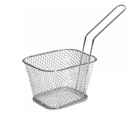 Mini Square Metal French Fries Chips Serving Mesh Basket 10 x 6.5 x 8.5 cm 7033 (Parcel Rate)