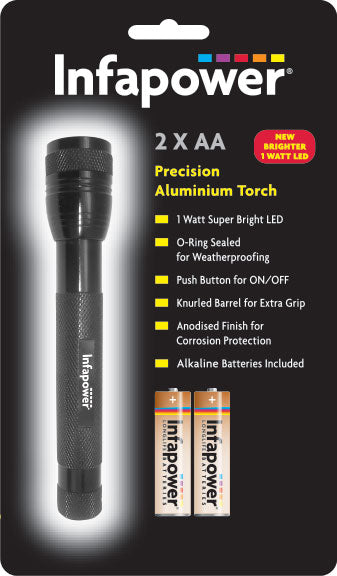 2 x AA Precision Aluminium Torch Diy Home F002 (Parcel Rate)