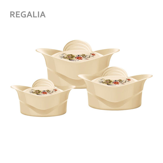 SQ Professional Regalia Insulated Casserole Set 3pc Beige 1000-1500-2500ml 5771 (Big Parcel Rate)