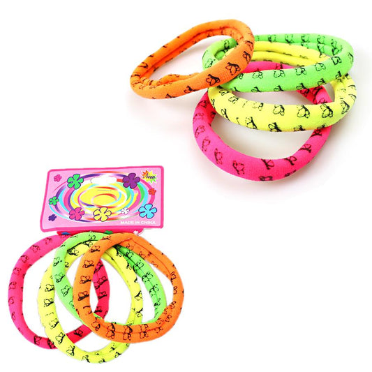 Childrens Multi Coloured Soft Hair Band Teddy Design 4 in Pack 5155 (Large Letter Rate)