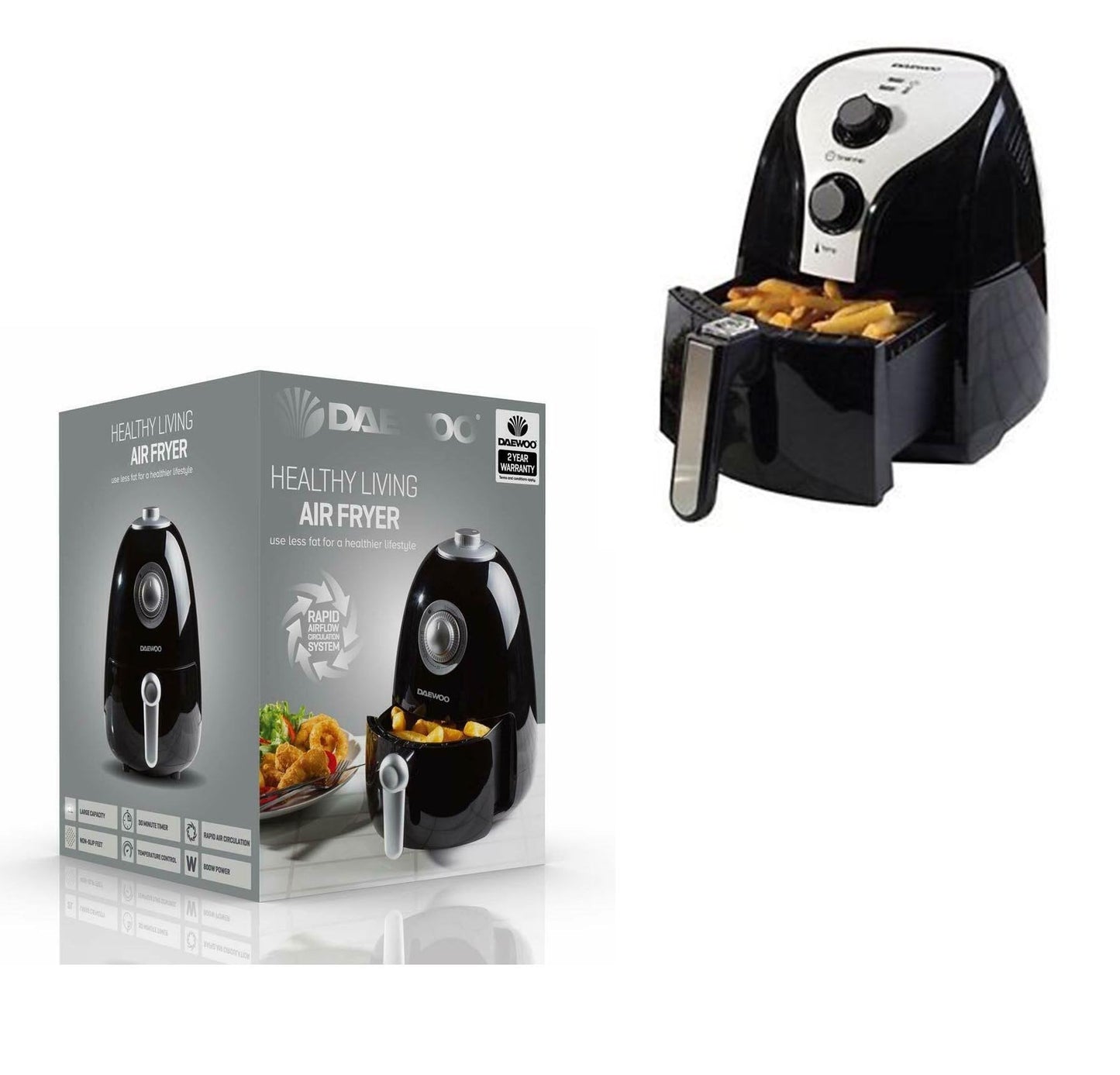 Daewoo 3.6L Air Fryer Cooking Healthy Living Oil Free Rapid Air Flow Circulation SDA1553 (Parcel Rate)