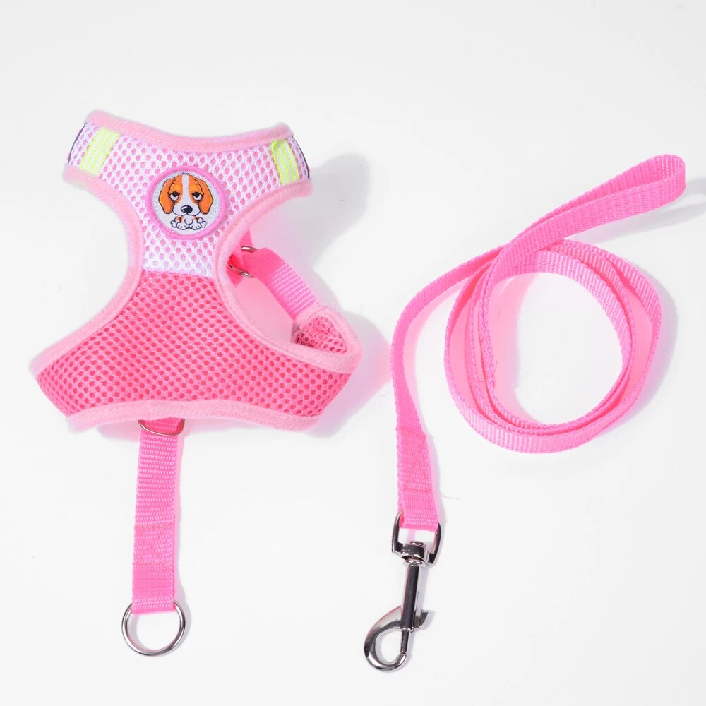 Dog Leash Reflective With Soft Harness Vest Size Medium Assorted Colours 93cm 6710M (Parcel Rate)