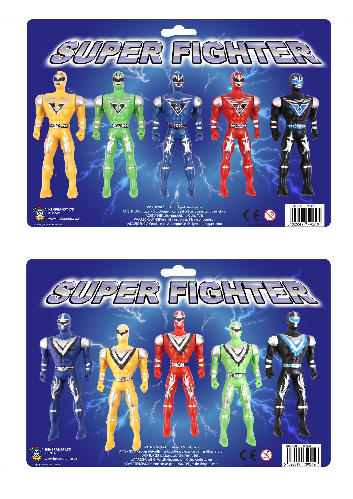 Childrens Super Fighters 5 Assorted Colours 10cm T79051 (Parcel Rate)