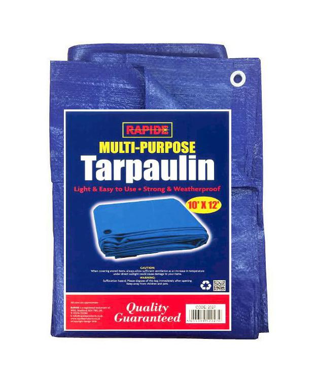 Blue Multipurpose Use Tarpaulin Light Easy and Strong Waterproof Tarpaulin 10' x 12' 2027 (Parcel Rate)