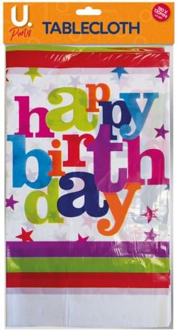 Plastic Happy Birthday Tablecloth 180 x 108 cm P2764 (Parcel rate)