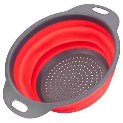 SQ Silicone Folding Colander Round Red 22 x 8.5cm 9461 (Parcel Rate)