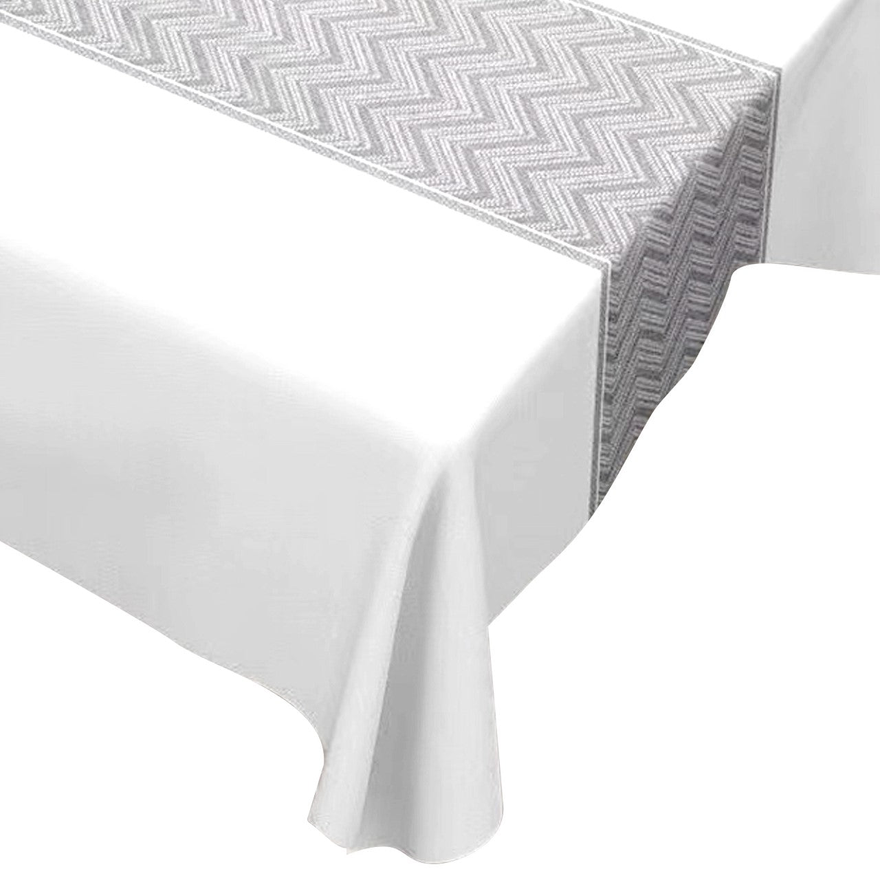 Durane Plastic Table Cover Roll White Grey Design 1.37x20m ST5340-2 10272 (Big parcel rate)