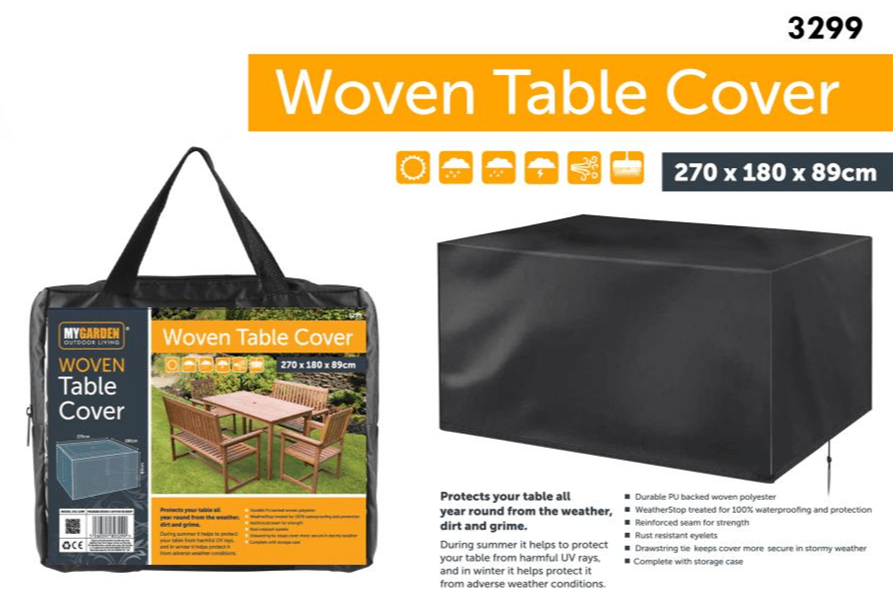 Woven Square Garden Table Cover 270 x 180 x 89cm 3299 (Parcel Rate)